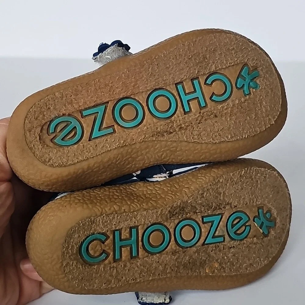 Toddler Chooze Mary Jane Shoes Navy Daisy Polka Dot Mismatched Flats Size 6